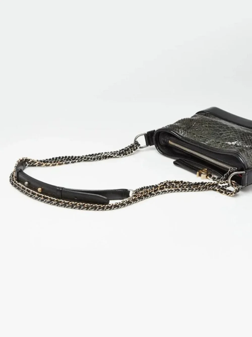Chanel Black/Grey Python Small Gabrielle Hobo Bag